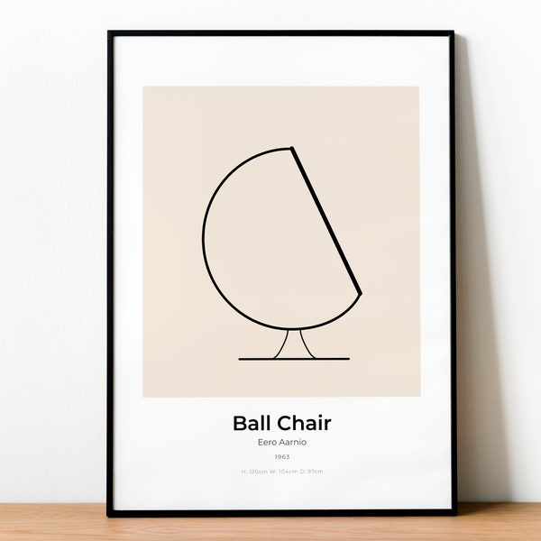 Ball Chair, Eero Aarnio, Chair Design, Bauhaus, Wall Art, Architecture, Home Office Wall Decor, Industrial Design