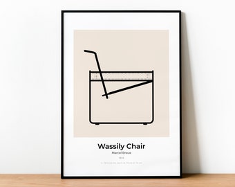 Wassily Chair, Marcel Breuer, Chair Design, Bauhaus, Wall Art, Architecture, Home Office Wall Decor, Industrial Design