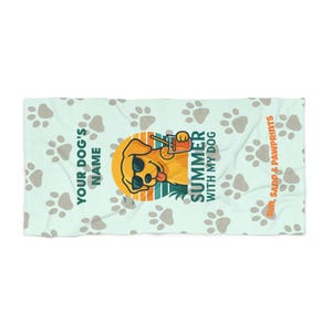 Personalized Dog Lover Beach Towel - Summer with my Dog, Custom Pet Towel, Gift for Dog Owners, Customized Pet Beach Towel, Beach