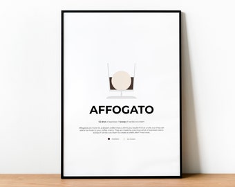 Affogato Coffee Print, Coffee Poster, Coffee Print, Cafe Wall Art, Kitchen Decor, Kitchen Print, Gift