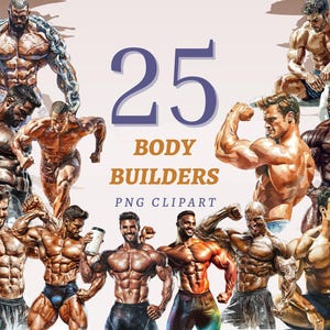 25 Clipart di Body Builder, PNG trasparenti di alta qualità, download immediato, uso commerciale - Set di illustrazioni di Bodybuilder, disegni di uomini muscolosi