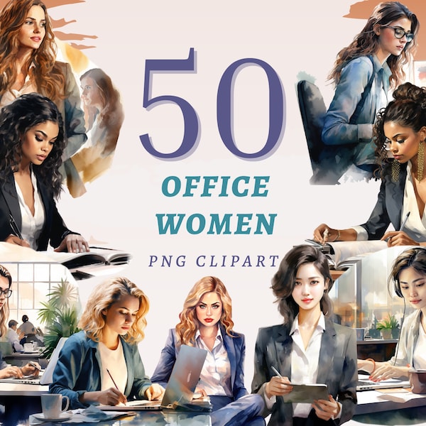 50 Office Women Clipart, High Quality Transparent PNGs, Instant Download, Commercial Use - Business Diversity printable, Female Entrepreneur