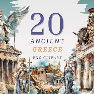 20 Clipart dell'antica Grecia, PNG trasparenti di alta qualità, Download istantaneo, Uso commerciale - Pacchetto greco, Grafica greca, Arte greca antica