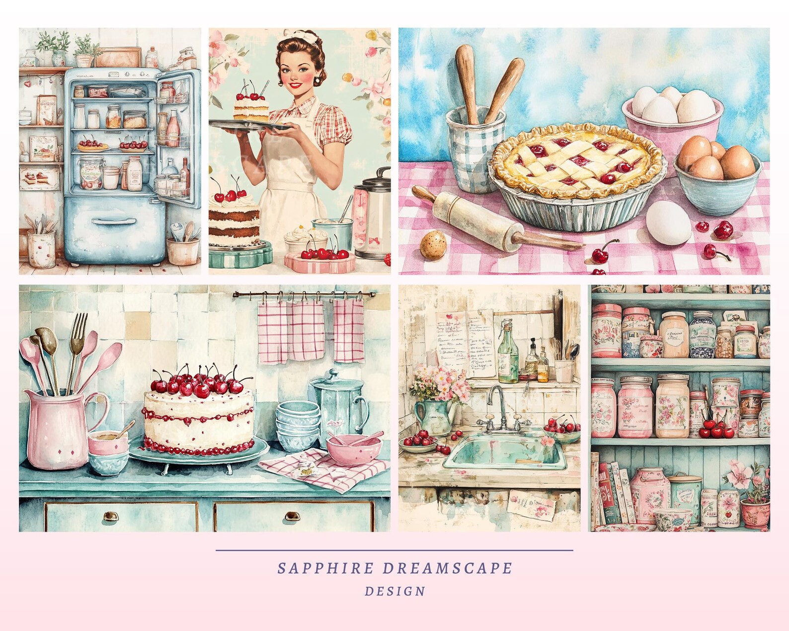Retro Kitchen Fifties Junk Journal Pages, Vintage Recipe Printable Kit ...
