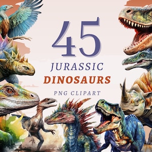 45 Jurassic Dinosaurs Clipart, High Quality Transparent PNGs, Instant Download, Commercial Use - TRex Illustrations, Dinosaur png art print
