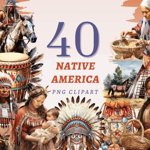 40 Clipart dei nativi americani, PNG trasparenti di alta qualità, download immediato, uso commerciale - Eredità delle prime nazioni, stampe della cultura tribale