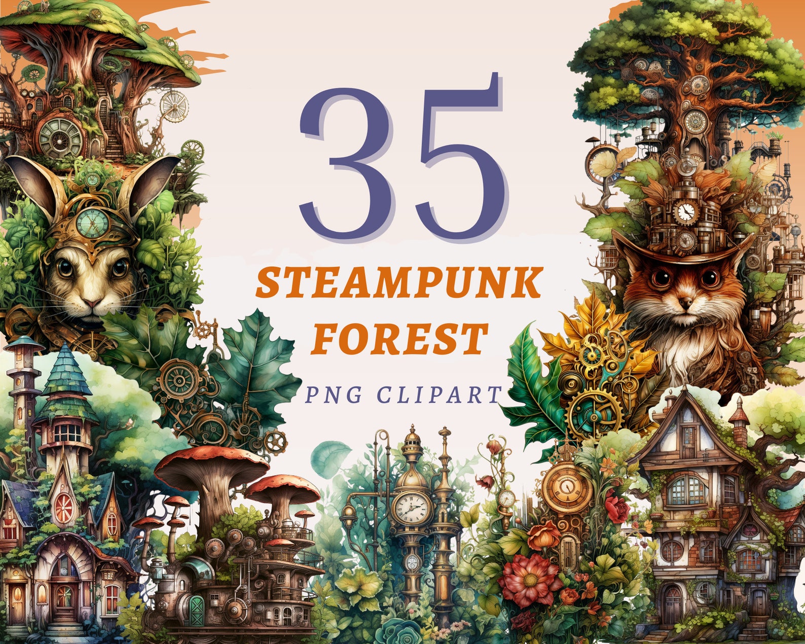 Steampunk Style Tree 35 Steampunk Forest Clipart, High Quality Transparent Pngs, Instant ...
