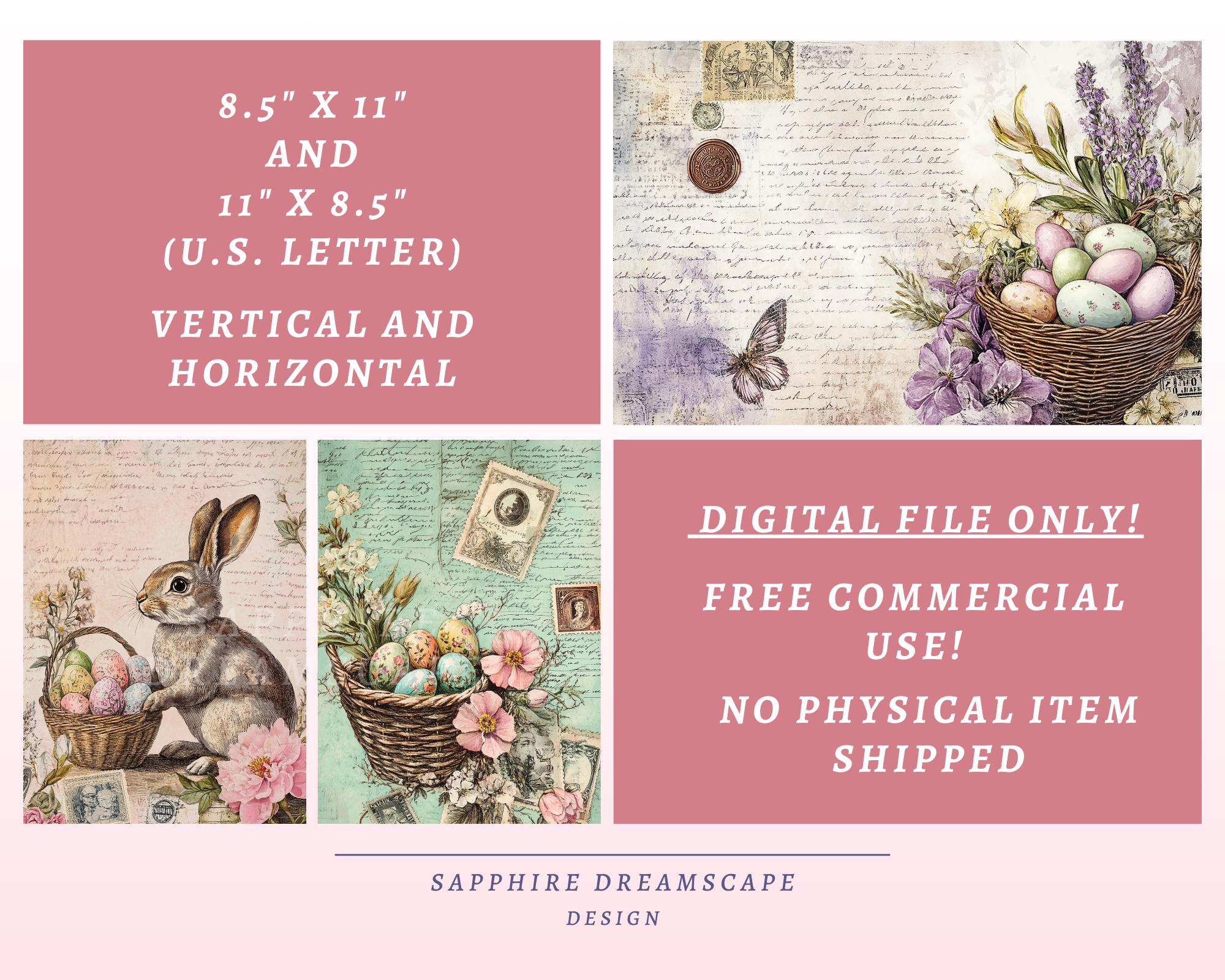Vintage Easter Junk Journal Pages, Whimsical Spring Ephemera, Digital ...