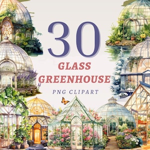 30 clipart de estufa de vidro, PNGs transparentes de alta qualidade, download instantâneo, uso comercial - impressões de terrário, imprimíveis de jardim botânico