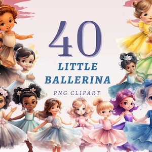40 Little Ballerina Clipart, High Quality Transparent PNGs, Instant Download, Commercial Use - Nursery Ballet Dancer, Little Girl Dancing