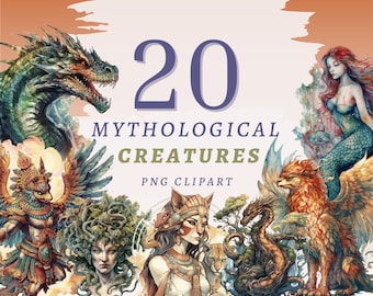 20 mythologische Kreaturen Clipart, hochwertige transparente PNGs, sofortiger Download, kommerzielle Nutzung - alte Mythologie, Mythologie-Design