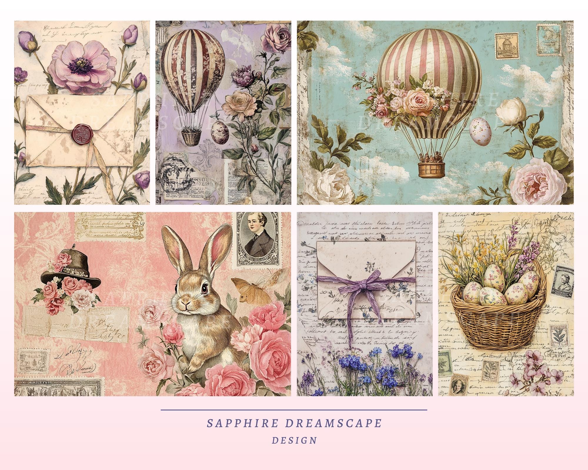 Vintage Easter Junk Journal Pages, Whimsical Spring Ephemera, Digital ...