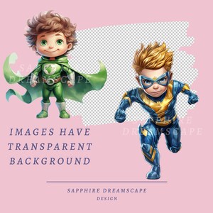 20 superhjältebarn clipart, högkvalitativa transparenta PNG-bilder, omedelbar nedladdning, kommersiellt bruk - barnhjältar clipart, superkid illustration bild 3