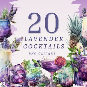 20 Lavender Cocktails Clipart, High Quality Transparent PNGs with Instant Download, Commercial Use - Unique Art for Crafters & Designers