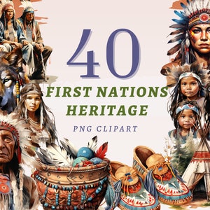 40 Clipart del patrimonio delle Prime Nazioni, PNG trasparenti di alta qualità, Download istantaneo, Uso commerciale - Cultura dei nativi americani, Stampe tribali