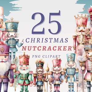 25 Clipart de casse-noisette de Noël, PNG transparents de haute qualité, téléchargement immédiat, utilisation commerciale - soldat de Noël png, casse-noisette aquarelle