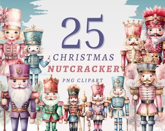 25 Christmas Nutcracker Clipart, High Quality Transparent PNGs, Instant Download, Commercial Use - Xmas Soldier png, Watercolor Nutcracker
