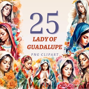 25 lieve-vrouwe van Guadalupe clipart, hoge kwaliteit transparante png's, instant download, commercieel gebruik - religieuze icoon afdrukken, afbeeldingen koningin van Mexico
