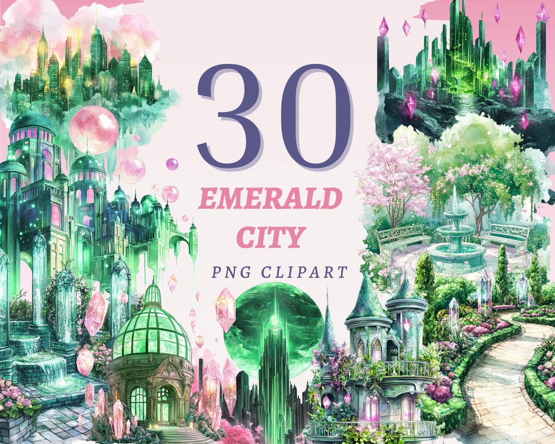 30 Emerald City Clipart Wicked Inspired Decoration Pink Fairytale ...