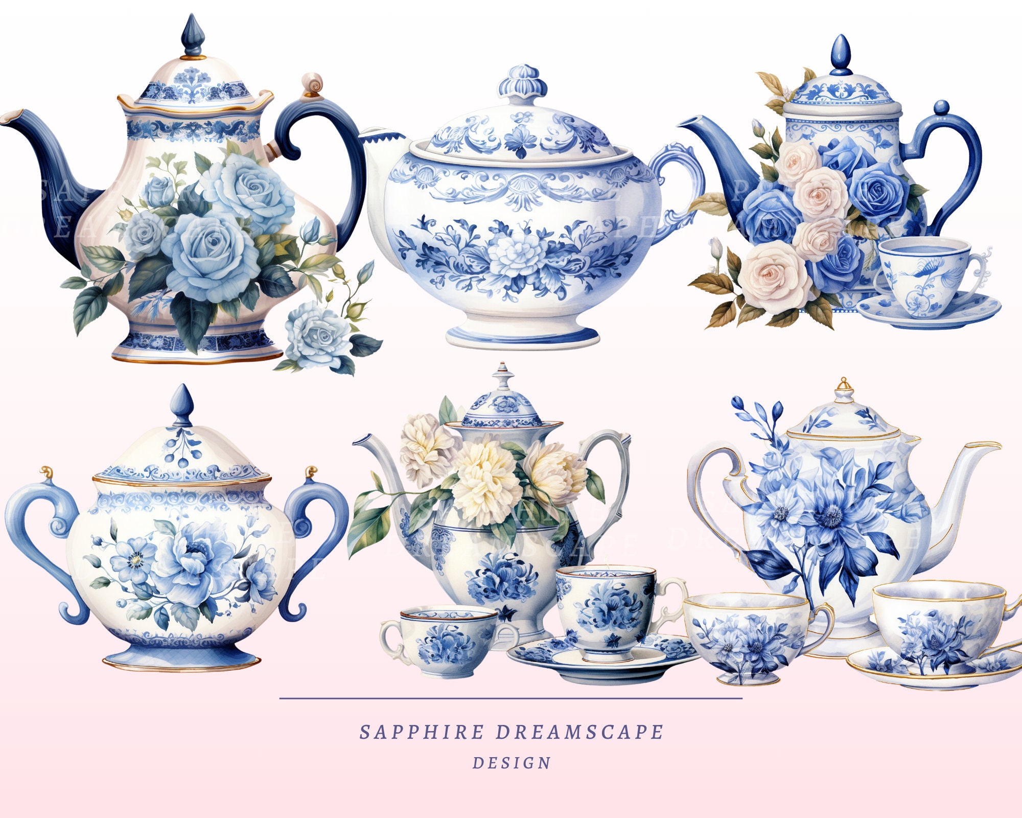50 Delft Blue Tea Set Clipart, High Quality Transparent Pngs, Instant ...