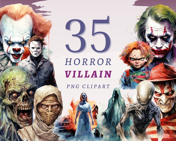 35 Horror Villain Clipart, High Quality Transparent PNGs, Instant Download, Commercial Use - Movie Killer, Evil Characters png Printables
