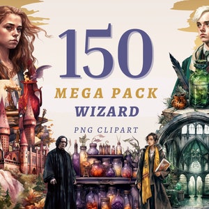 150 Wizard Clipart Megapack, High Quality Transparent PNGs, Instant Download, Commercial Use - Magic School, Gothic Castle, Fantasy clip art