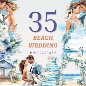 35 Strand Hochzeit Clipart, hochwertige transparente PNG Dateien, sofortiger Download, kommerzielle Nutzung - Sommerfest Kunstwerke, Braut und Bräutigam Kunst