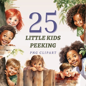 25 kleine kinderen gluren clipart, hoge kwaliteit transparante png's, instant download, commercieel gebruik - schattige kinderen grafisch, verstoppertje print