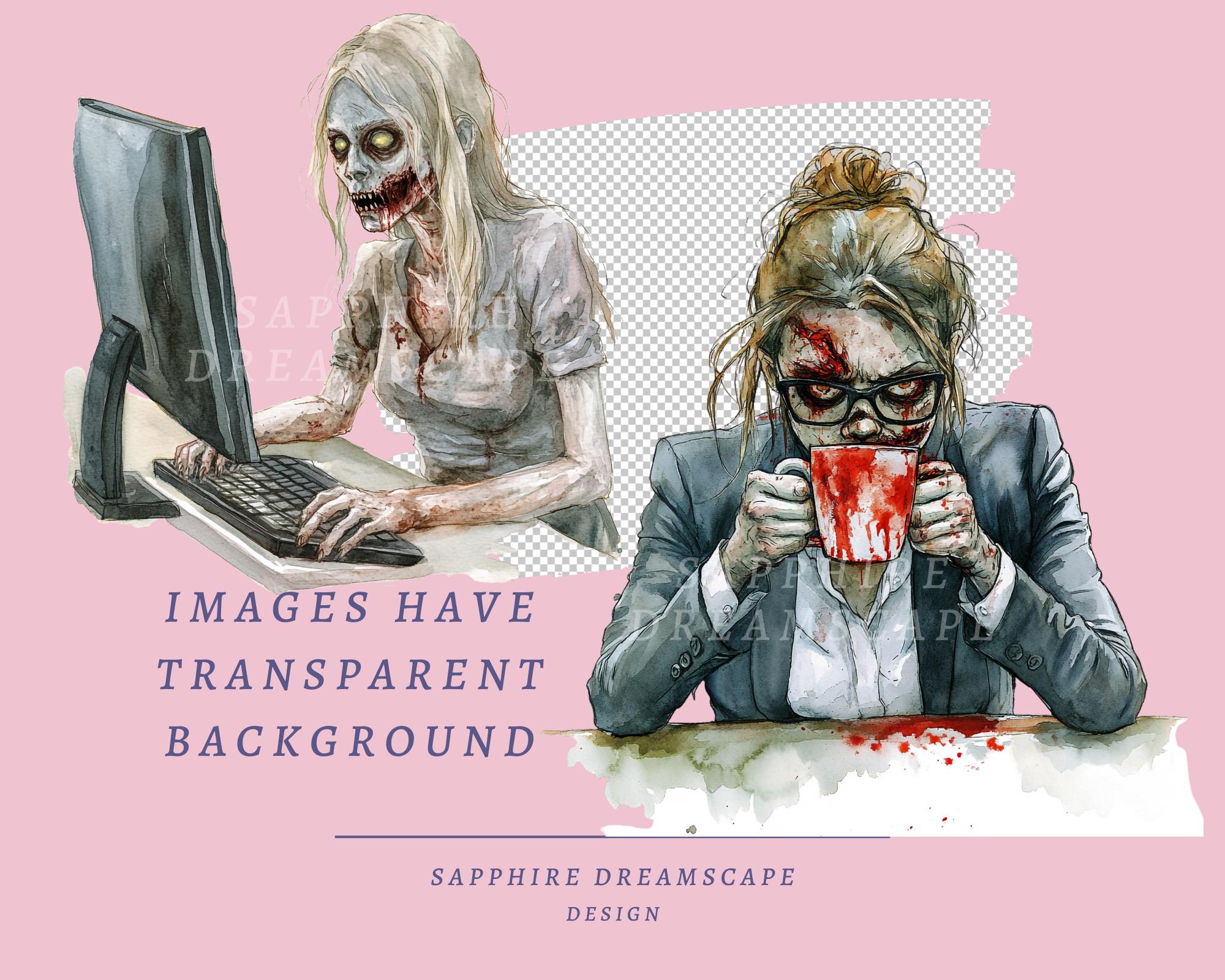 30 Horror Office Clipart Bundle Spooky Business Skeletons Vampire CEO ...