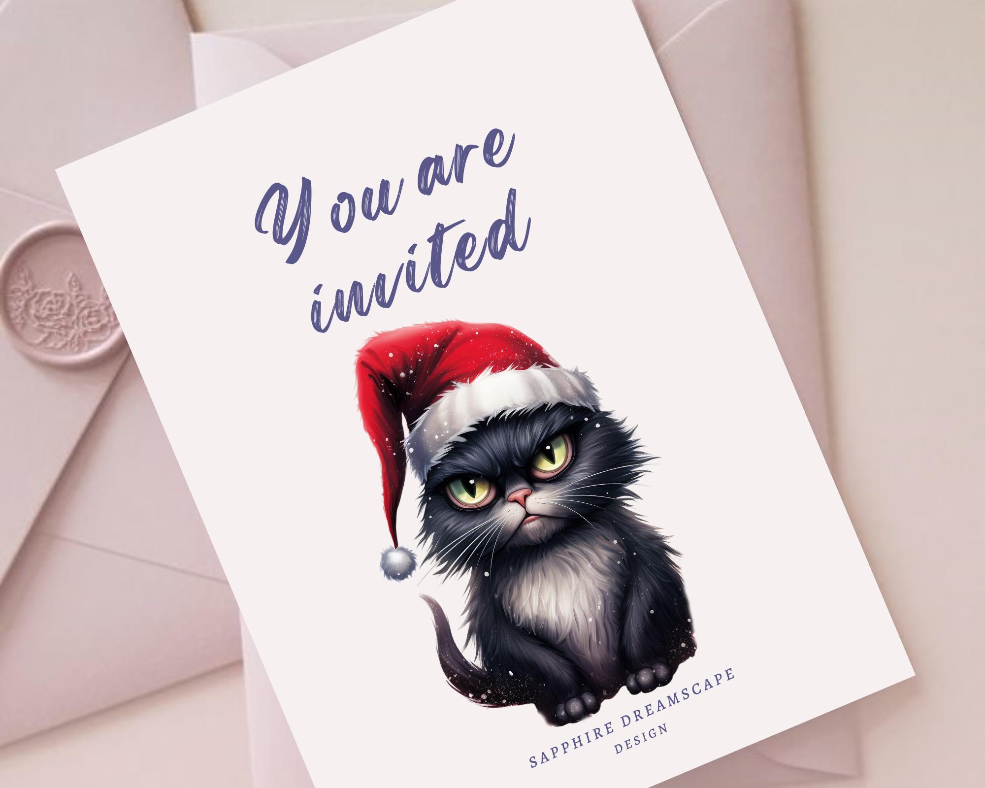 35 Grumpy Christmas Cat Clipart Bundle, Funny Festive Cats ...