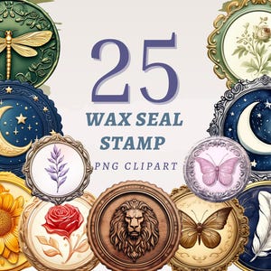 25 clipart de carimbo de cera, PNGs transparentes de alta qualidade, download instantâneo, uso comercial - designs de carimbos clássicos, símbolo de letra para impressão