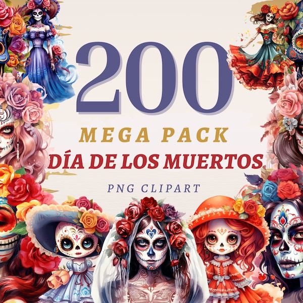 200 Día de Los Muertos Clipart Megapack, PNG transparentes de alta calidad, Descarga instantánea, Uso comercial - Mariachi Kid, Día de los muertos png