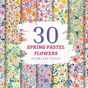 Lente pastel bloemen naadloos digitaal papier schattig afdrukbaar zomerbloemen plakboekpagina bloemen achtergronden preppy lente levendig patroon