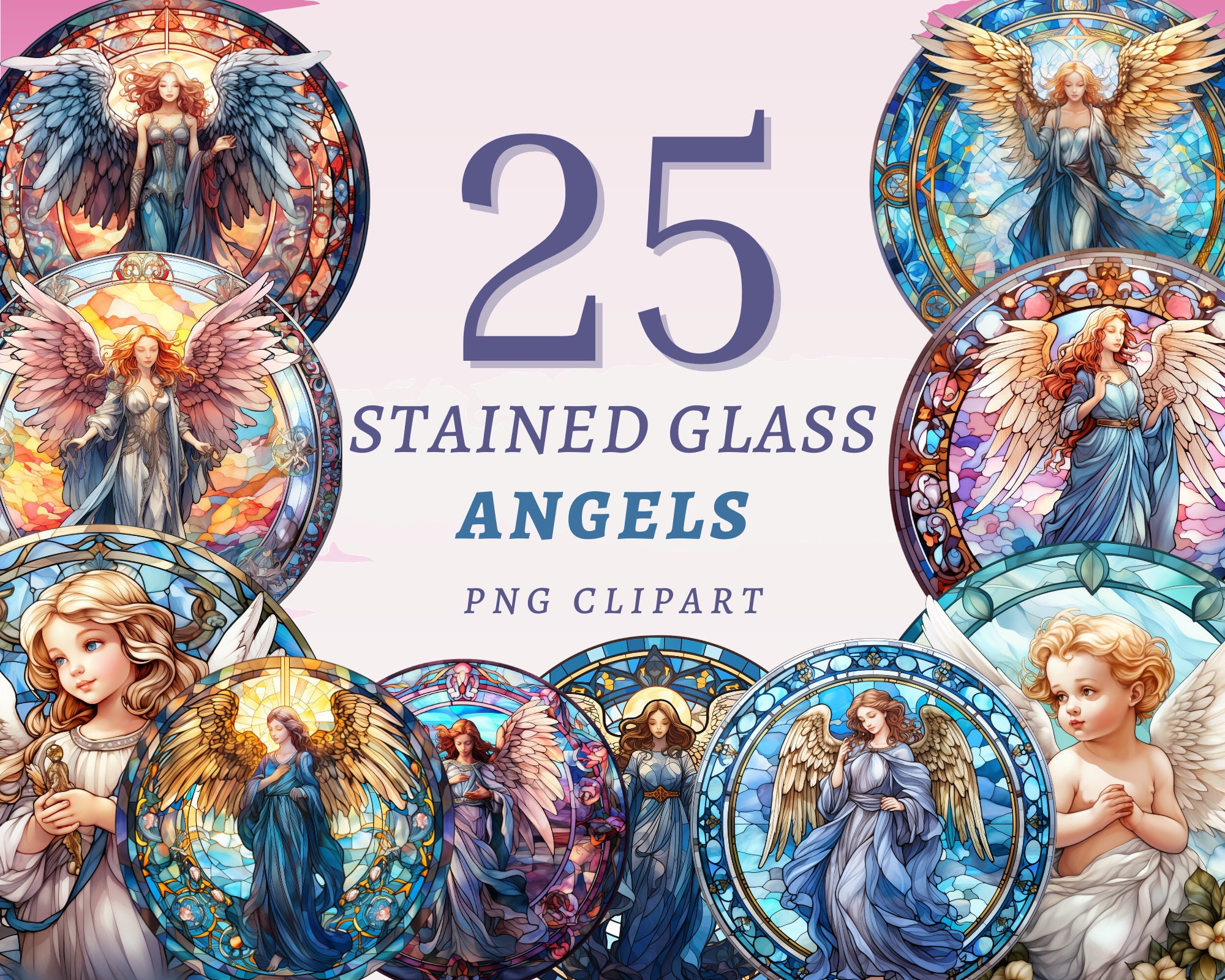 25 Stained Glass Angels Clipart, High Quality Transparent Pngs, Instant ...