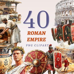 40 Roman Empire Clipart Watercolor Gladiator Art Ancient Roman Soldier Graphics Historic Colosseum Design Educational Digital Download