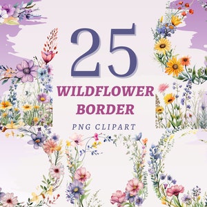 25 clipart wilde bloemenrand, transparante png-bestanden van hoge kwaliteit, direct downloaden, commercieel gebruik - Floral Frames printables, Journal Art Assets