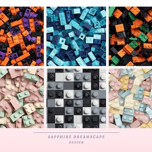 May include: A collage of colorful toy building blocks in various arrangements. The blocks are in shades of orange, black, purple, blue, green, pink, and gray. The text "SAPPHIRE DREAMSCAPE DESIGN" is at the bottom.