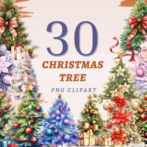 30 cliparts de sapin de Noël, PNG transparents de haute qualité, téléchargement immédiat, usage commercial - sapins de Noël imprimables, impressions joyeux Noël
