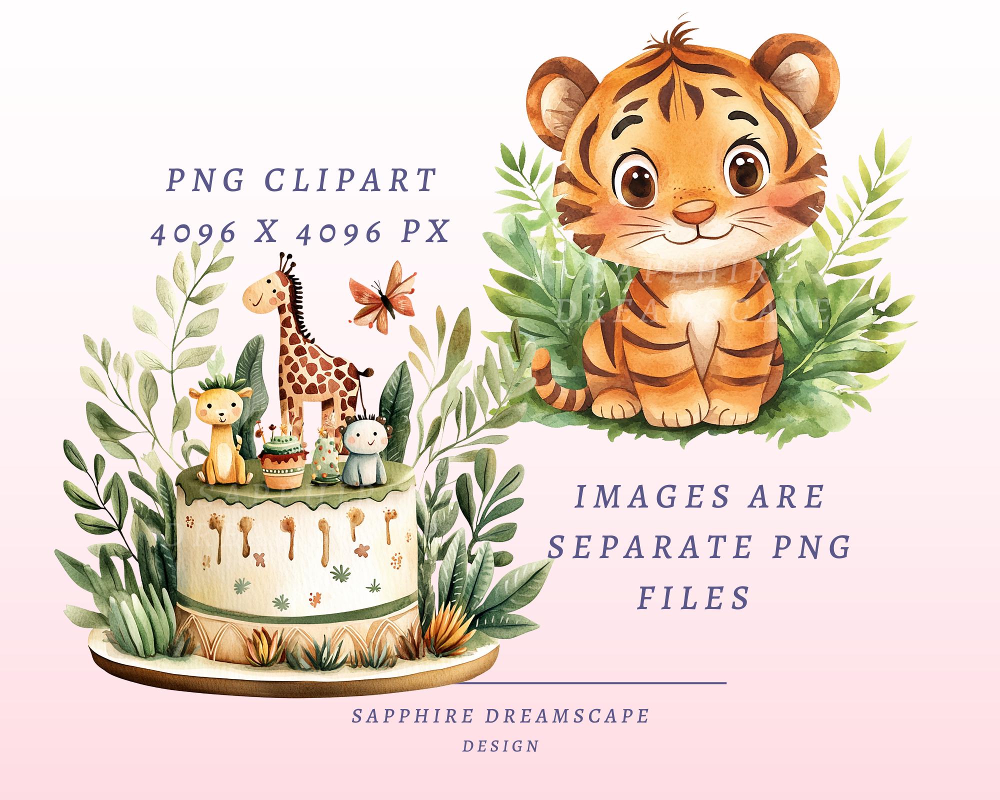 50 Cute Safari Animals Clipart Nursery Jungle Baby Shower PNG Bundle ...