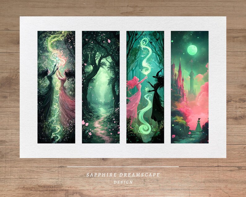 Wicked Inspired Bookmark Printable, Green and Pink Fantasy Reading