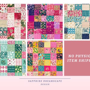 Vibrant Patchwork Seamless Pattern, Colorful Quilt Digital Paper, Boho Textile Background, Fabric Print Design, Scrapbook JPG Download image 5