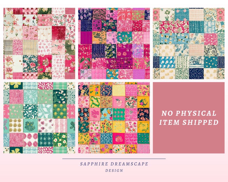 Vibrant Patchwork Seamless Pattern, Colorful Quilt Digital Paper, Boho Textile Background, Fabric Print Design, Scrapbook JPG Download image 5
