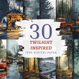Carta digitale ispirata a Twilight, decorazioni con forchette, JPG di alta qualità, download immediato, uso commerciale, stampe della foresta dei vampiri