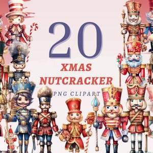 20 Clipart de quebra-nozes de Natal, PNGs transparentes de alta qualidade, download instantâneo, uso comercial - quebra-nozes em aquarela, soldado de Natal png
