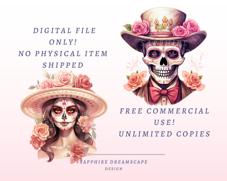 40 pastellfärgade Día de Los Muertos Clipart, högkvalitativa transparenta PNG-bilder, omedelbar nedladdning, kommersiell användning - Day of the dead-paket, boho-tryck bild 4