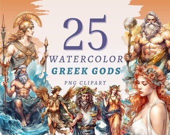 25 griechische Götter Clipart, hochwertige transparente PNGs, Sofort Download, kommerzielle Nutzung - Götter und Göttinnen, Olympus Götter, Götter Png Bundle