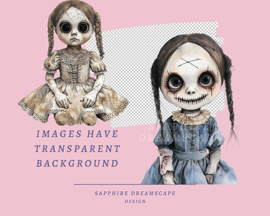 20 Creepy Doll Clipart Haunted Porcelain Doll Illustrations for Junk ...