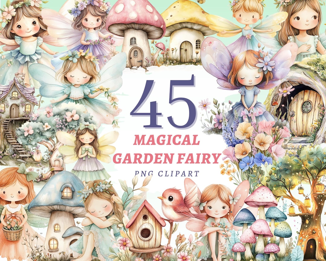 45 Magical Garden Fairy Clipart Bundle, Cute Nursery Fairies Artwork ...
