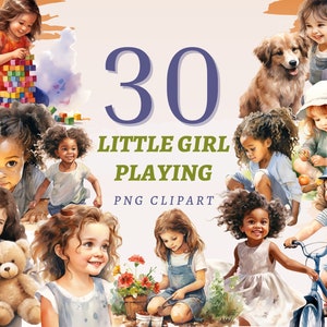 30 niñas jugando imágenes prediseñadas, PNG transparentes de alta calidad, descarga instantánea, uso comercial - niño feliz imprimible, gráficos de jovencita