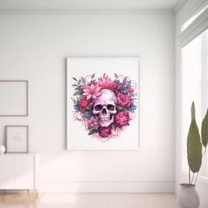 40 blommiga dödskallar Clipart, högkvalitativa transparenta PNG-bilder, omedelbar nedladdning, kommersiellt bruk - ben- och blomillustrationer, färgglad blomma bild 10
